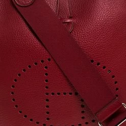 Hermes Rouge Casaque Clemence Leather Evelyne III GM Bag For Women -Deals Hermes Store luxury women hermes used handbags p315842 012