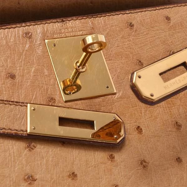 Hermes Chestnut Ostrich Leather Gold Hardware Kelly Sellier 28 Bag For Women 8 Hermes Chestnut Ostrich Leather Gold Hardware Kelly Sellier 28 Bag For Women - Image 6