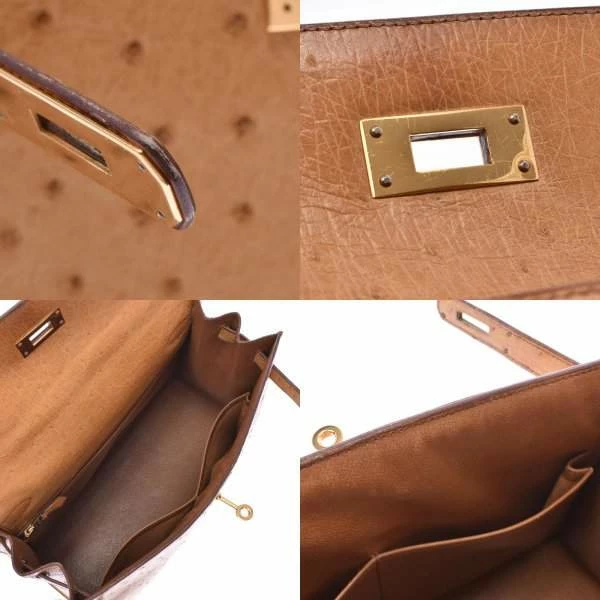 Hermes Chestnut Ostrich Leather Gold Hardware Kelly Sellier 28 Bag For Women 7 Hermes Chestnut Ostrich Leather Gold Hardware Kelly Sellier 28 Bag For Women - Image 5