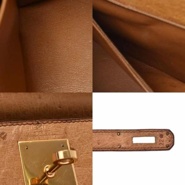 Hermes Chestnut Ostrich Leather Gold Hardware Kelly Sellier 28 Bag For Women 6 Hermes Chestnut Ostrich Leather Gold Hardware Kelly Sellier 28 Bag For Women - Image 4