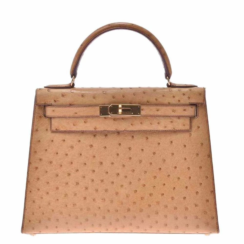 Hermes Chestnut Ostrich Leather Gold Hardware Kelly Sellier 28 Bag For Women 3 Hermes Chestnut Ostrich Leather Gold Hardware Kelly Sellier 28 Bag For Women