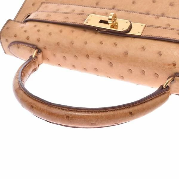 Hermes Chestnut Ostrich Leather Gold Hardware Kelly Sellier 28 Bag For Women 11 Hermes Chestnut Ostrich Leather Gold Hardware Kelly Sellier 28 Bag For Women - Image 9