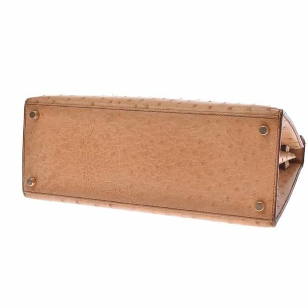 Hermes Chestnut Ostrich Leather Gold Hardware Kelly Sellier 28 Bag For Women 5 Hermes Chestnut Ostrich Leather Gold Hardware Kelly Sellier 28 Bag For Women - Image 3