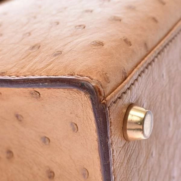 Hermes Chestnut Ostrich Leather Gold Hardware Kelly Sellier 28 Bag For Women 19 Hermes Chestnut Ostrich Leather Gold Hardware Kelly Sellier 28 Bag For Women - Image 17