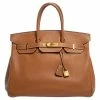 Hermes Gold Clemence Leather Gold Hardware Birkin 35 Bag For Women -Deals Hermes Store luxury women hermes used handbags p317247 004