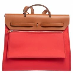 Hermes Natural/Rose Jaipur Canvas And Leather Herbag Zip 39 Bag For Women -Deals Hermes Store luxury women hermes used handbags p317254 004