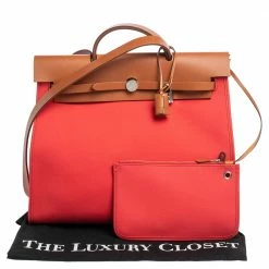 Hermes Natural/Rose Jaipur Canvas And Leather Herbag Zip 39 Bag For Women -Deals Hermes Store luxury women hermes used handbags p317254 009