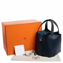 Hermes Blue Nuit Epsom Leather Picotin Lock Tressage MM Bag For Women -Deals Hermes Store luxury women hermes used handbags p318619 006