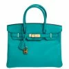 Hermes Vert Veronese Epsom Leather Gold Hardware Birkin 30 Bag For Women