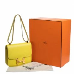 Hermes Lime Evercolor Leather Constance 24 Bag For Women -Deals Hermes Store luxury women hermes used handbags p320635 002