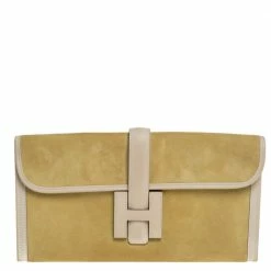Hermes Mimosa Suede And Swift Leather Elan 29 Jige Clutch For Women