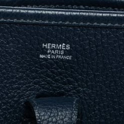 Hermes Blue Nuit Clemence Leather Evelyne II PM Bag For Women -Deals Hermes Store luxury women hermes used handbags p322579 005