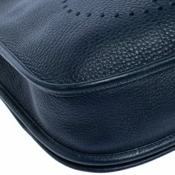 Hermes Blue Nuit Clemence Leather Evelyne II PM Bag For Women -Deals Hermes Store luxury women hermes used handbags p322579 010