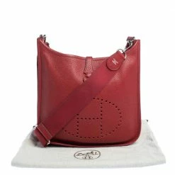 Hermes Rouge Vif Togo Leather Evelyne III PM Bag For Women -Deals Hermes Store luxury women hermes used handbags p323287 002