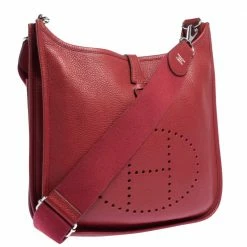Hermes Rouge Vif Togo Leather Evelyne III PM Bag For Women -Deals Hermes Store luxury women hermes used handbags p323287 005
