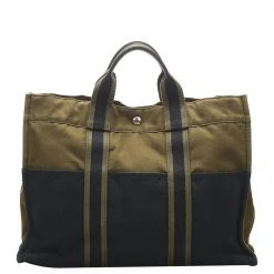 Hermes Black/Brown Canvas Fourre Tout MM Bag For Women
