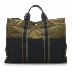 Hermes Black/Brown Canvas Fourre Tout MM Bag For Women -Deals Hermes Store luxury women hermes used handbags p323968 007