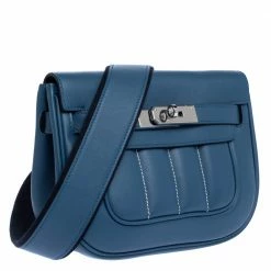 Hermes Blue Thalassa Swift Leather Palladium Hardware Mini Berline Bag For Women -Deals Hermes Store luxury women hermes used handbags p325758 005