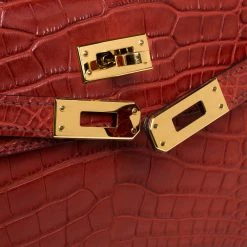Hermes Bourgogne Matte Alligator Gold Hardware Kelly Pochette For Women -Deals Hermes Store luxury women hermes used handbags p327813 007
