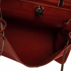 Hermes Rouge H/Cuivre Canvas And Leather Herbag Zip 39 Bag For Women -Deals Hermes Store luxury women hermes used handbags p328333 002