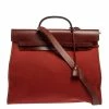Hermes Rouge H/Cuivre Canvas And Leather Herbag Zip 39 Bag For Women -Deals Hermes Store luxury women hermes used handbags p328333 005