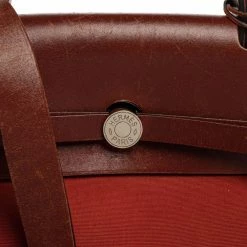 Hermes Rouge H/Cuivre Canvas And Leather Herbag Zip 39 Bag For Women -Deals Hermes Store luxury women hermes used handbags p328333 006