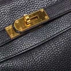 Hermes Hermès Black Clemence Leather Gold Hardware Shoulder Kelly 42 Bag For Women -Deals Hermes Store luxury women hermes used handbags p329378 003