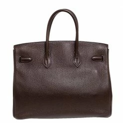 Hermes Hermès Cacao Togo Leather Palladium Hardware Birkin 35 Bag For Women -Deals Hermes Store luxury women hermes used handbags p329386 005
