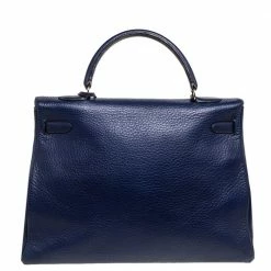 Hermes Blue Encre Clemence Leather Palladium Hardware Kelly Retourne 35 Bag For Women -Deals Hermes Store luxury women hermes used handbags p329391 005