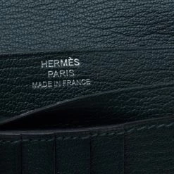 Hermes Dark Green Ostrich Bearn Wallet For Women -Deals Hermes Store luxury women hermes used handbags p329815 006
