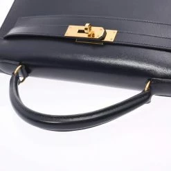 Hermes Navy Blue Leather Kelly Retourne 32 Box Bag For Women -Deals Hermes Store luxury women hermes used handbags p331469 003