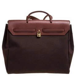 Hermes Cacao/Natural Canvas And Leather Herbag Zip 39 Bag For Women -Deals Hermes Store luxury women hermes used handbags p333808 004
