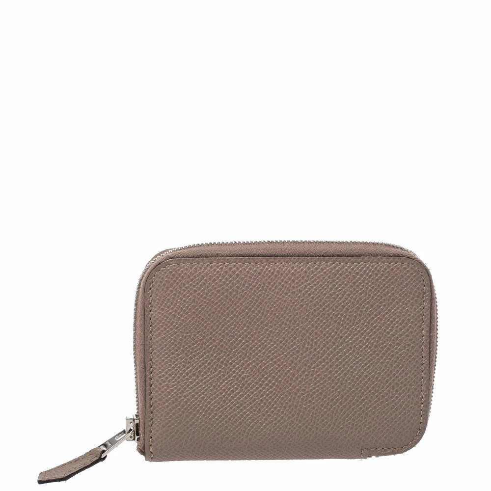 Hermes Taupe Epsom Leather Zip Around Compact Wallet For Women 3 Hermes Taupe Epsom Leather Zip Around Compact Wallet For Women