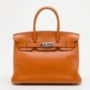 Hermes Orange Togo Leather Palladium Birkin 30 Bag For Women 2 Hermes Orange Togo Leather Palladium Birkin 30 Bag For Women -Deals Hermes Store luxury women hermes used handbags p33417 001