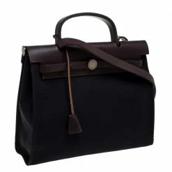 Hermes Black/Brown Canvas And Leather Herbag Zip 31 Bag For Women 16 Hermes Black/Brown Canvas And Leather Herbag Zip 31 Bag For Women -Deals Hermes Store luxury women hermes used handbags p334217 005