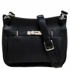 Hermes Black Clemence Leather Palladium Hardware Jypsiere 28 Bag For Women