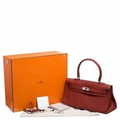 Hermes Sanguine Taurillon Clemence Leather Palladium Hardware Shoulder Kelly 42 Bag For Women -Deals Hermes Store luxury women hermes used handbags p334278 004