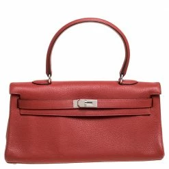 Hermes Sanguine Taurillon Clemence Leather Palladium Hardware Shoulder Kelly 42 Bag For Women