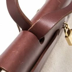 Hermes Chocolate Brown/Beige Toile And Leather Herbag 31 Bag For Women -Deals Hermes Store luxury women hermes used handbags p334341 1601551266 002