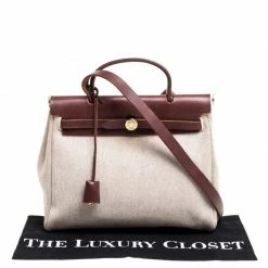 Hermes Chocolate Brown/Beige Toile And Leather Herbag 31 Bag For Women -Deals Hermes Store luxury women hermes used handbags p334341 1601551336 011