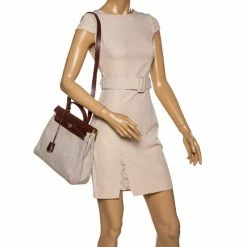 Hermes Chocolate Brown/Beige Toile And Leather Herbag 31 Bag For Women -Deals Hermes Store luxury women hermes used handbags p334341 1601551376 017