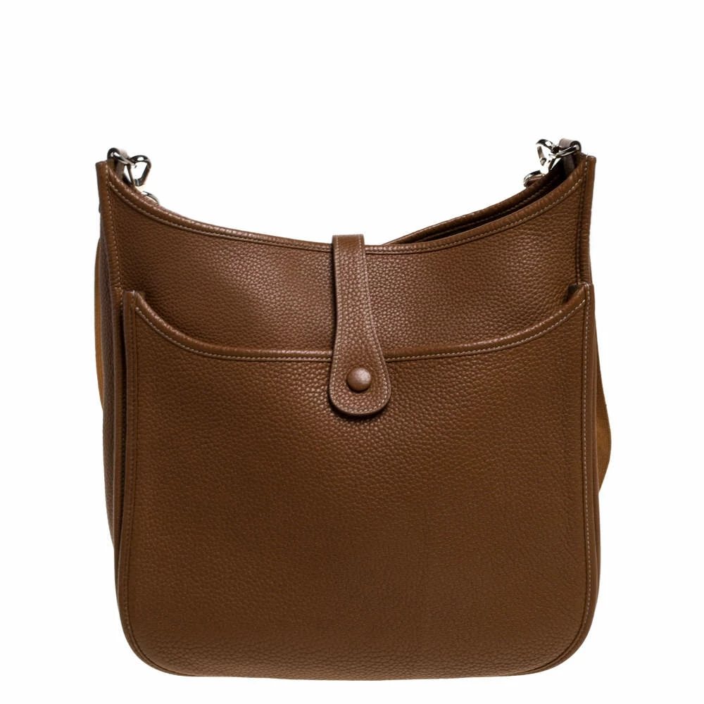 Hermes Gold Taurillon Clemence Leather Evelyne III GM Bag For Women 6 Hermes Gold Taurillon Clemence Leather Evelyne III GM Bag For Women - Image 4