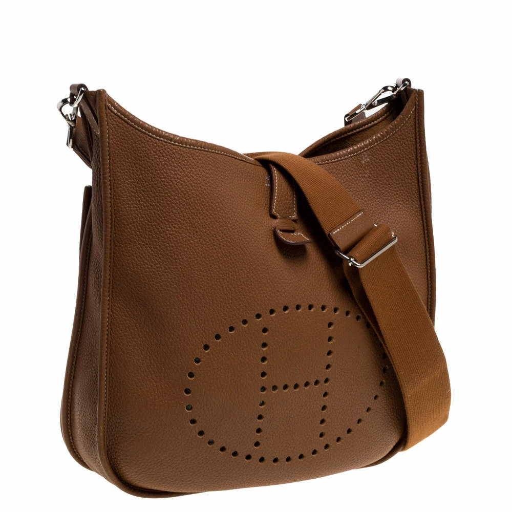 Hermes Gold Taurillon Clemence Leather Evelyne III GM Bag For Women 5 Hermes Gold Taurillon Clemence Leather Evelyne III GM Bag For Women - Image 3