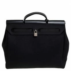 Hermes Black Canvas And Leather Herbag Zip 39 Bag For Women 17 Hermes Black Canvas And Leather Herbag Zip 39 Bag For Women -Deals Hermes Store luxury women hermes used handbags p335684 007