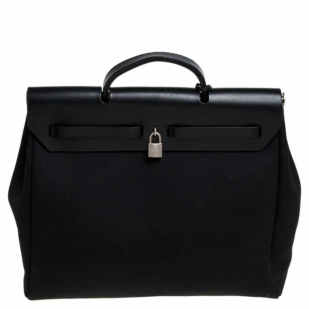 Hermes Black Canvas And Leather Herbag Zip 39 Bag For Women 6 Hermes Black Canvas And Leather Herbag Zip 39 Bag For Women - Image 4