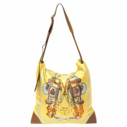 Hermes Hermès Yellow Brides De Gala Silk And Leather MM Silky City Bag For Women -Deals Hermes Store luxury women hermes used handbags p335850 009