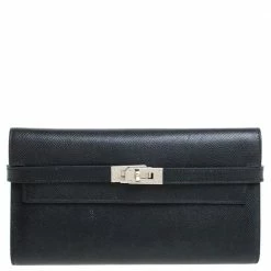 Hermes Black Epsom Leather Kelly Wallet For Women