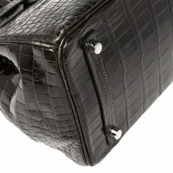 Hermes Ardoise Shiny Porosus Crocodile Palladium Hardware Birkin 30 Bag For Women -Deals Hermes Store luxury women hermes used handbags p340202 001