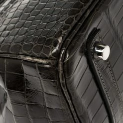 Hermes Ardoise Shiny Porosus Crocodile Palladium Hardware Birkin 30 Bag For Women -Deals Hermes Store luxury women hermes used handbags p340202 002