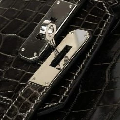 Hermes Ardoise Shiny Porosus Crocodile Palladium Hardware Birkin 30 Bag For Women -Deals Hermes Store luxury women hermes used handbags p340202 013